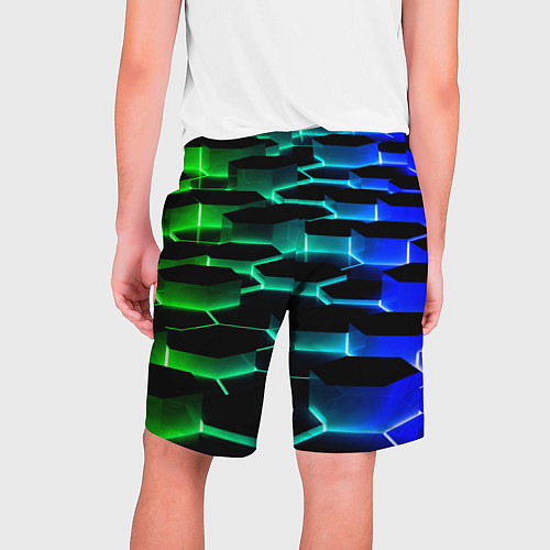 Мужские шорты Неоновый разлом световых плит / 3D-принт – фото 2