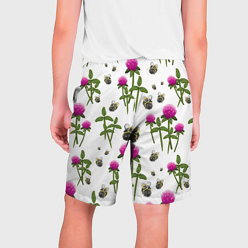 Мужские шорты Клевер и пчёлки - паттерн / 3D-принт – фото 2