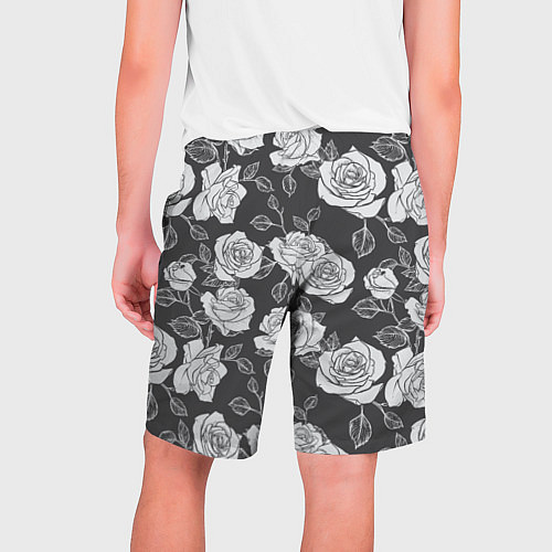 Мужские шорты Нарисованные белые розы / 3D-принт – фото 2