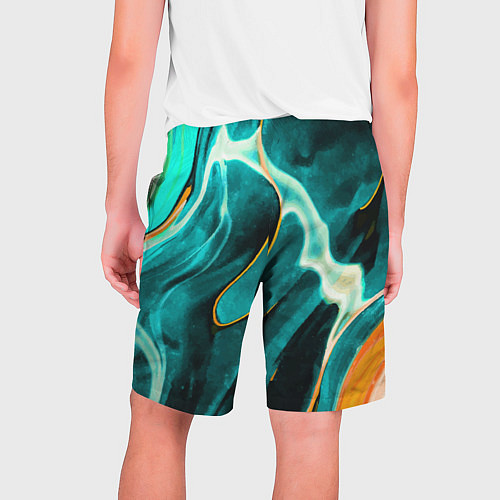 Мужские шорты Жидкая краска - голубые разводы / 3D-принт – фото 2
