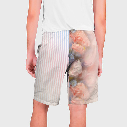 Мужские шорты Цветы за стеклом - полосы с градиентом / 3D-принт – фото 2