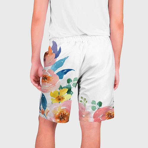 Мужские шорты Желтые и розовые цветы / 3D-принт – фото 2