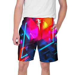 Шорты на шнурке мужские Neon stripes color, цвет: 3D-принт