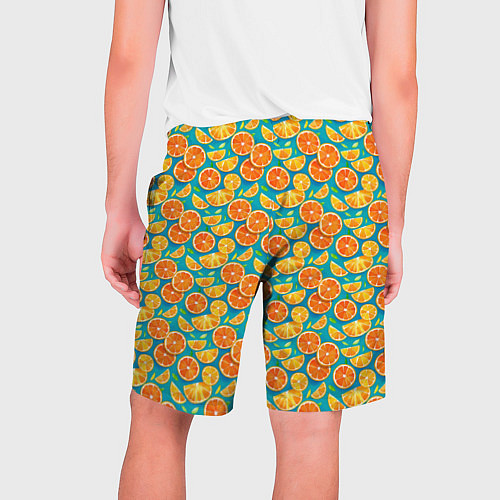 Мужские шорты Дольки апельсина на синем фоне / 3D-принт – фото 2