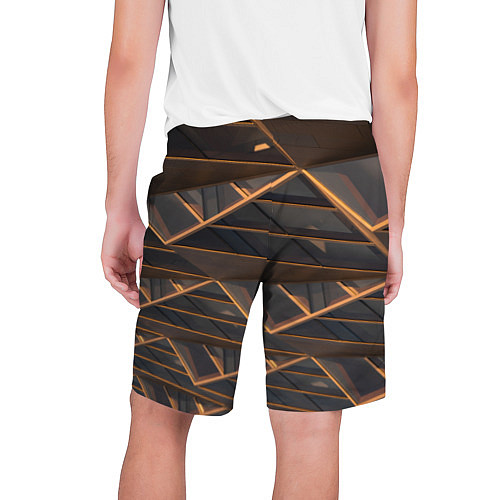 Мужские шорты Объёмные оранжевые линии и серые фигуры / 3D-принт – фото 2