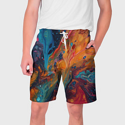 Шорты на шнурке мужские Яркие абстрактные разводы краски, цвет: 3D-принт