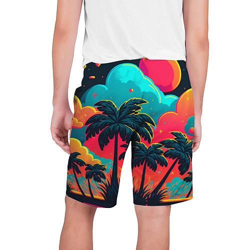 Мужские шорты Неоновые пальмы на закате / 3D-принт – фото 2