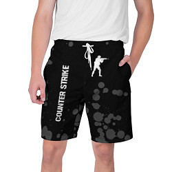 Мужские шорты Counter Strike glitch на темном фоне: надпись, сим