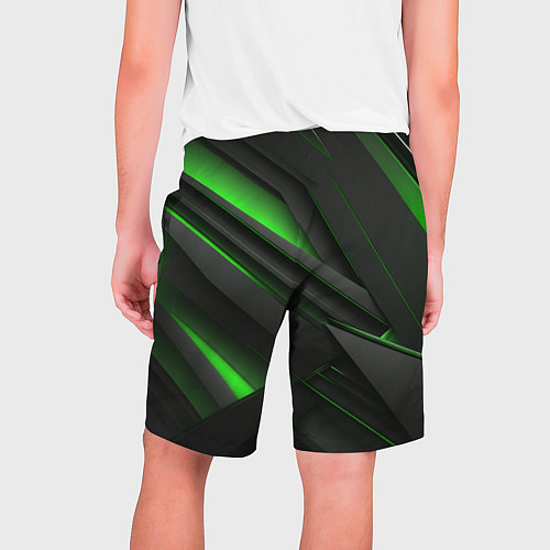 Мужские шорты Черно-зеленые объемные полосы / 3D-принт – фото 2