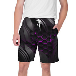 Мужские шорты Черные объекты с фиолетовой сеткой