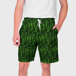 Шорты на шнурке мужские Сочный узор из зеленой травки, цвет: 3D-принт