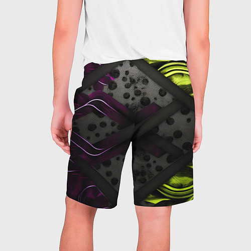Мужские шорты Темная фиолетовая текстура с листьями / 3D-принт – фото 2