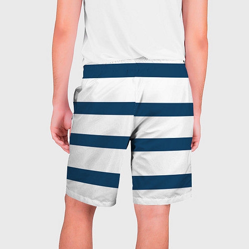 Мужские шорты Бело-синий полосатый узор / 3D-принт – фото 2