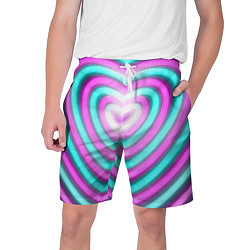 Шорты на шнурке мужские Неоновые сердца, цвет: 3D-принт