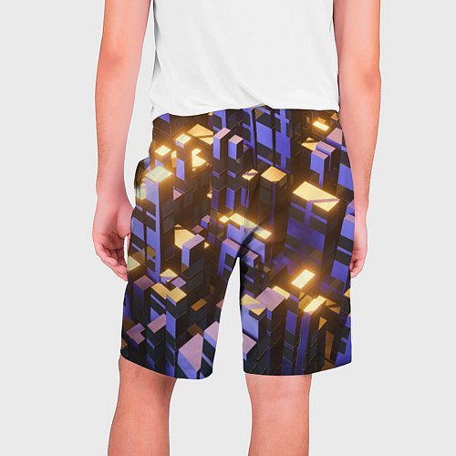 Мужские шорты Фиолетовые и светящиеся кубы / 3D-принт – фото 2