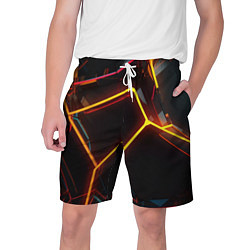 Шорты на шнурке мужские Неон на черном фоне, цвет: 3D-принт