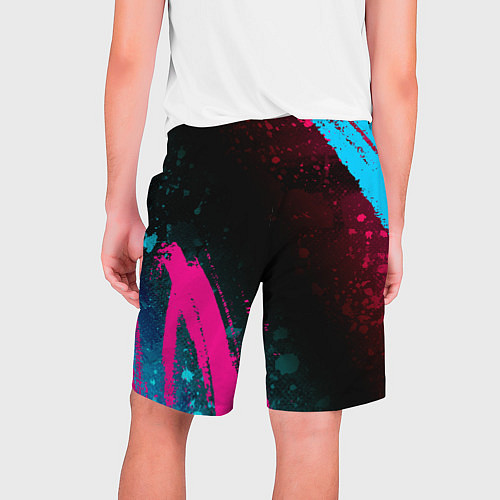 Мужские шорты Papa Roach - neon gradient: надпись, символ / 3D-принт – фото 2