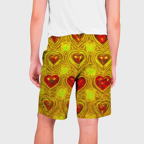 Мужские шорты Узор рубиновые сердца / 3D-принт – фото 2