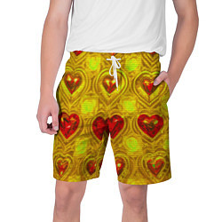 Шорты на шнурке мужские Узор рубиновые сердца, цвет: 3D-принт