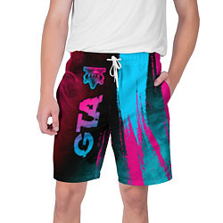 Шорты на шнурке мужские GTA - neon gradient: по-вертикали, цвет: 3D-принт