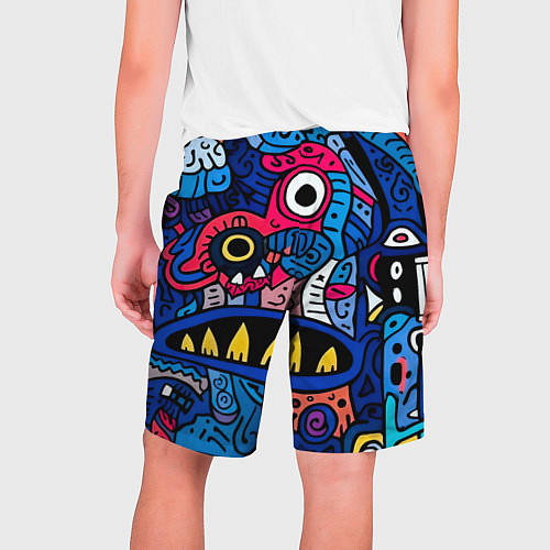 Мужские шорты Монстры в синем и розовом - нейросеть / 3D-принт – фото 2