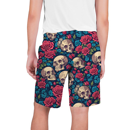 Мужские шорты Черепа и красные розы / 3D-принт – фото 2