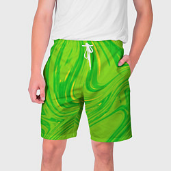 Шорты на шнурке мужские Насыщенный зеленый абстракция, цвет: 3D-принт