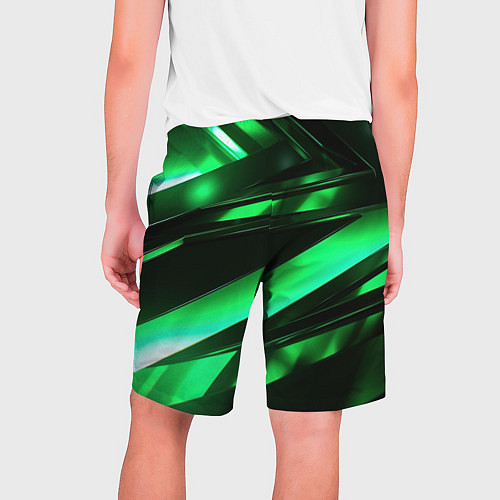 Мужские шорты Зеленая неоновая абстракция / 3D-принт – фото 2