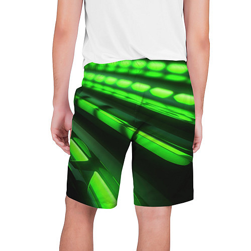 Мужские шорты Green neon abstract / 3D-принт – фото 2