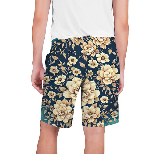 Мужские шорты Золотые цветы узор / 3D-принт – фото 2