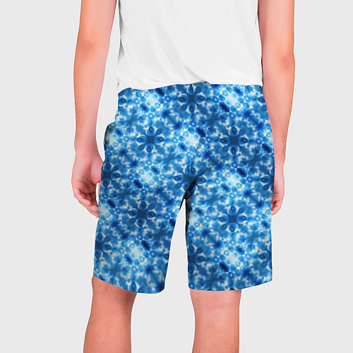 Мужские шорты Светящиеся голубые цветочки / 3D-принт – фото 2