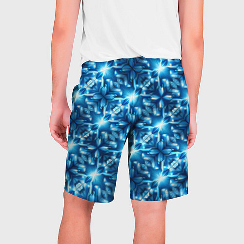 Мужские шорты Светящиеся голубые цветы / 3D-принт – фото 2