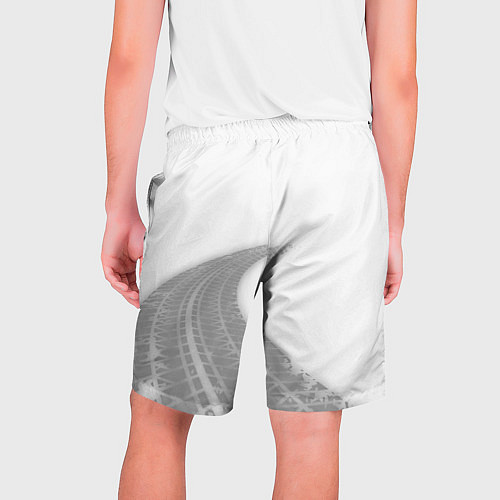 Мужские шорты JAC speed на светлом фоне со следами шин: надпись, / 3D-принт – фото 2