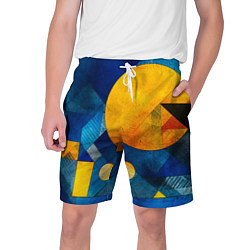 Шорты на шнурке мужские Жёлтая и синяя геометрия, цвет: 3D-принт