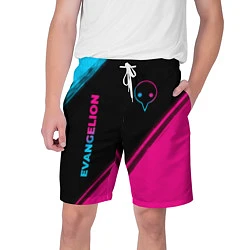 Шорты на шнурке мужские Evangelion - neon gradient: надпись, символ, цвет: 3D-принт