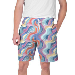 Шорты на шнурке мужские Абстрактные волны пастельные цвета, цвет: 3D-принт
