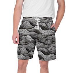 Шорты на шнурке мужские Черные и белые волны, цвет: 3D-принт