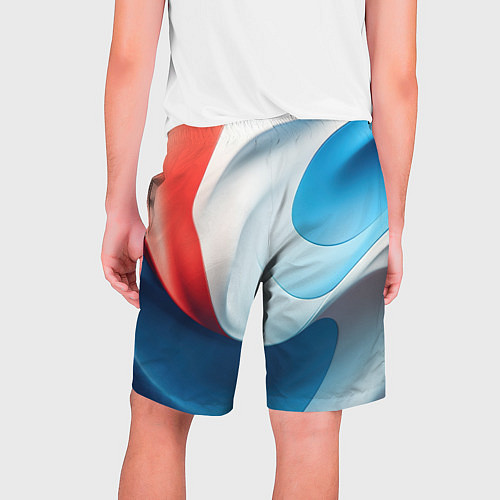 Мужские шорты Объемная белая синяя красная текстура / 3D-принт – фото 2