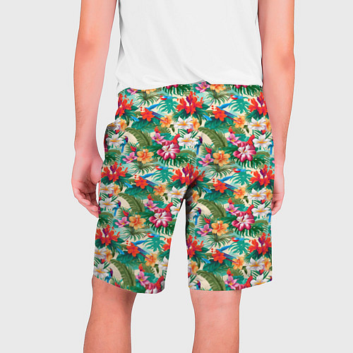Мужские шорты Яркие гавайские цветы / 3D-принт – фото 2