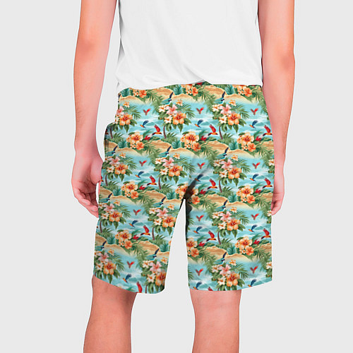 Мужские шорты Цветочный гавайский паттерн / 3D-принт – фото 2