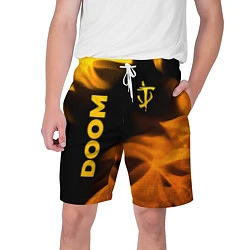 Шорты на шнурке мужские Doom - gold gradient: надпись, символ, цвет: 3D-принт
