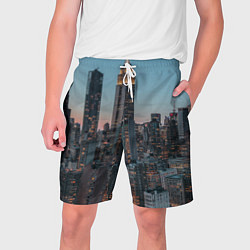 Шорты на шнурке мужские Утренний город с небоскребами, цвет: 3D-принт