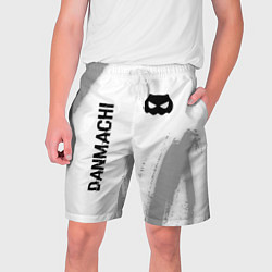 Мужские шорты DanMachi glitch на светлом фоне: надпись, символ