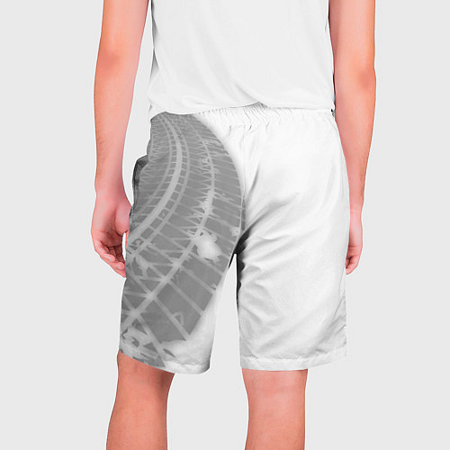 Мужские шорты BYD speed на светлом фоне со следами шин: по-верти / 3D-принт – фото 2