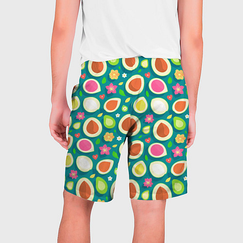 Мужские шорты Текстура авокадо и цветы / 3D-принт – фото 2