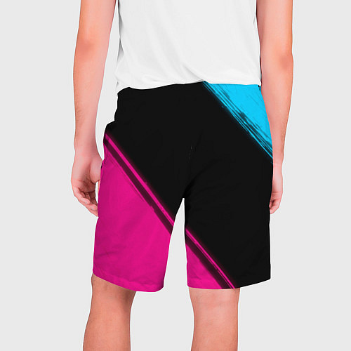 Мужские шорты Fall Out Boy - neon gradient: надпись, символ / 3D-принт – фото 2