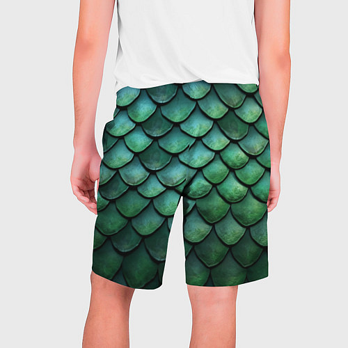 Мужские шорты Чешуя зелёного дракона / 3D-принт – фото 2