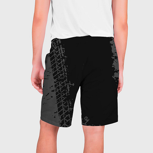 Мужские шорты Exeed speed на темном фоне со следами шин: по-верт / 3D-принт – фото 2