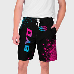 Шорты на шнурке мужские BYD - neon gradient: надпись, символ, цвет: 3D-принт