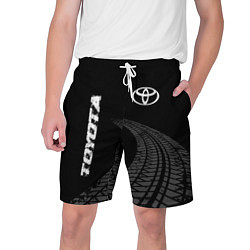 Мужские шорты Toyota speed на темном фоне со следами шин: надпис